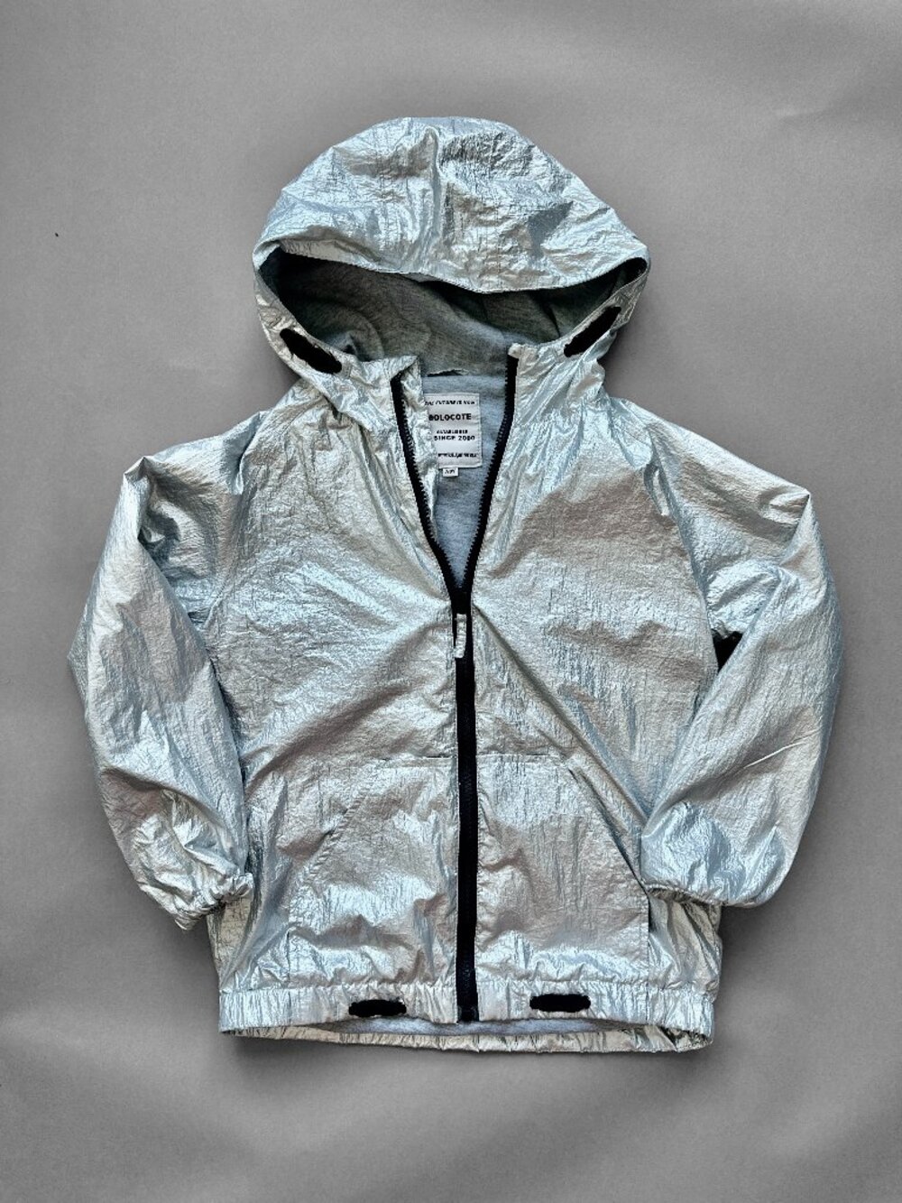 Solocote Kids Metallic Silver Hooded Jacket Size 7/8Y